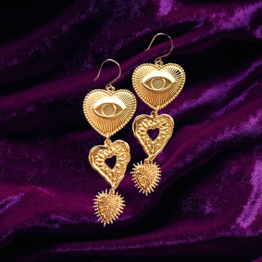 Big Eye Heart Earrings