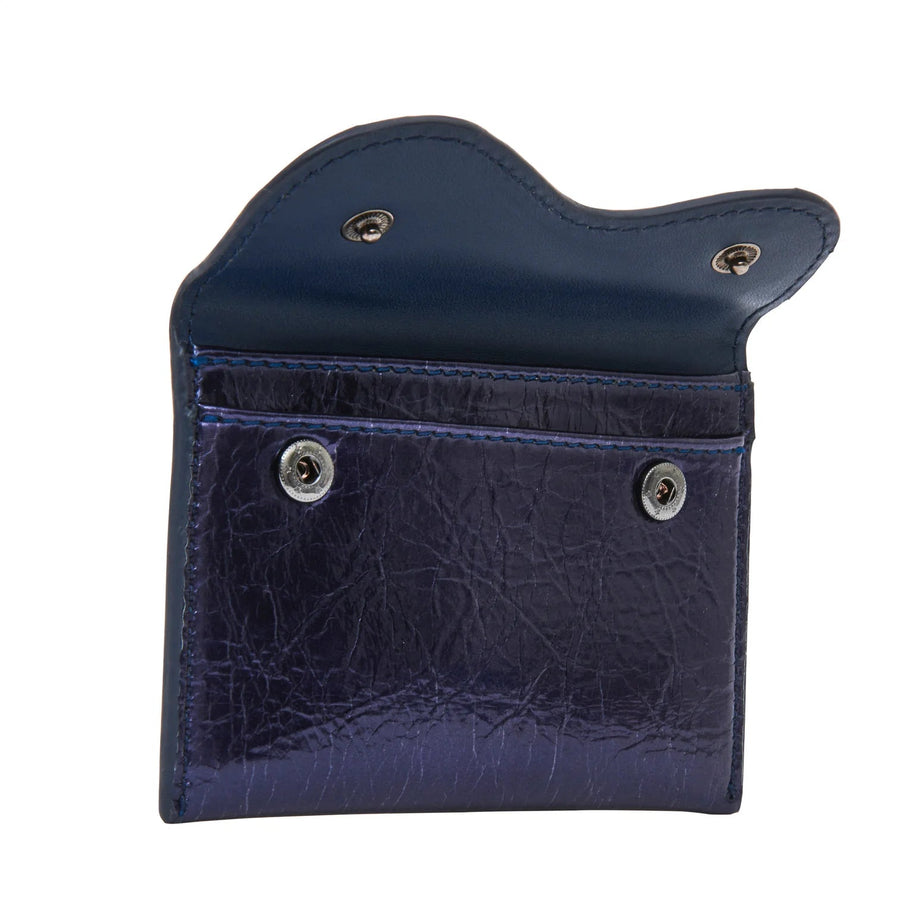 Sheeny Navy Metallic Wallet Bags HVISK 