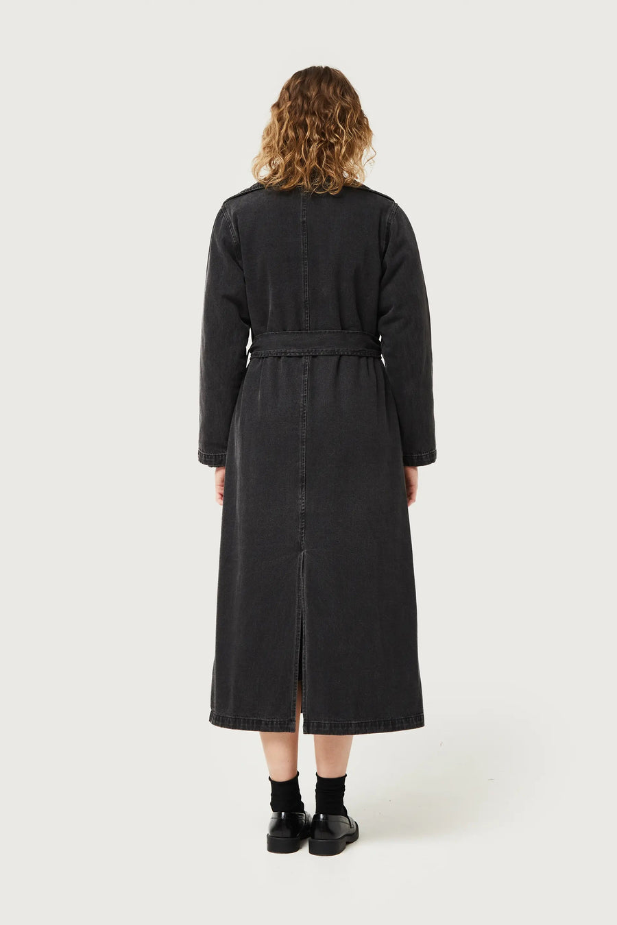 Black Denim Midi Trench Coat apparel Compania Fantastica 