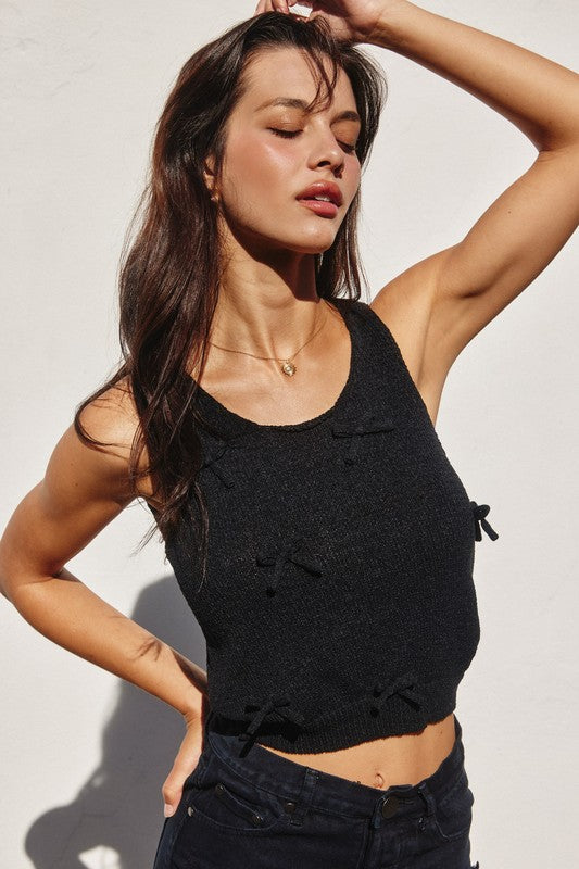 Baby Bow Knit Tank in Black