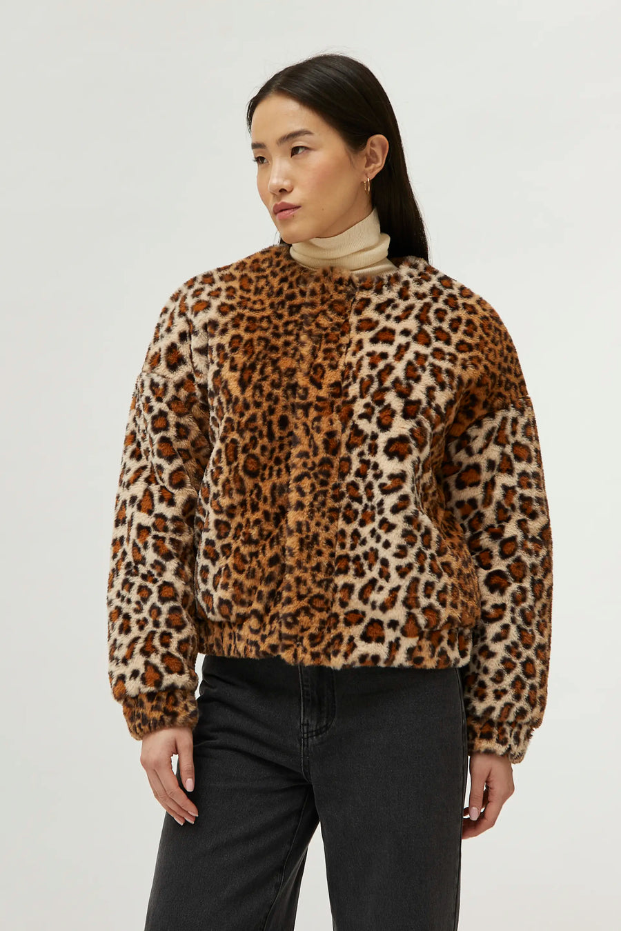 Leopard Bomber Coat