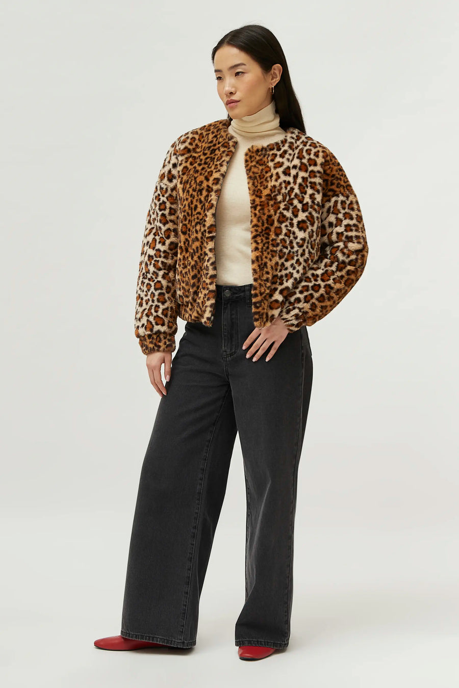 Leopard Bomber Coat