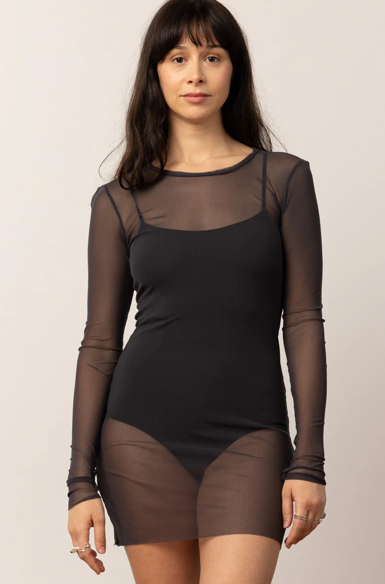 Sheer Glove Sleeve Mini Dress