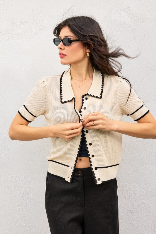 Sweetheart Knit Cardi in Ivory