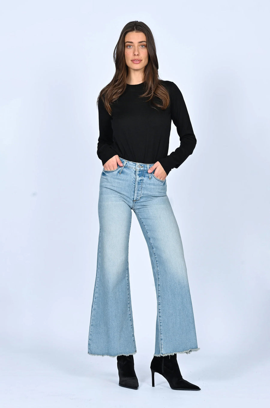 Jill High Waist Wide Leg Denim in Go Your Own Way Denim Black Orchid 