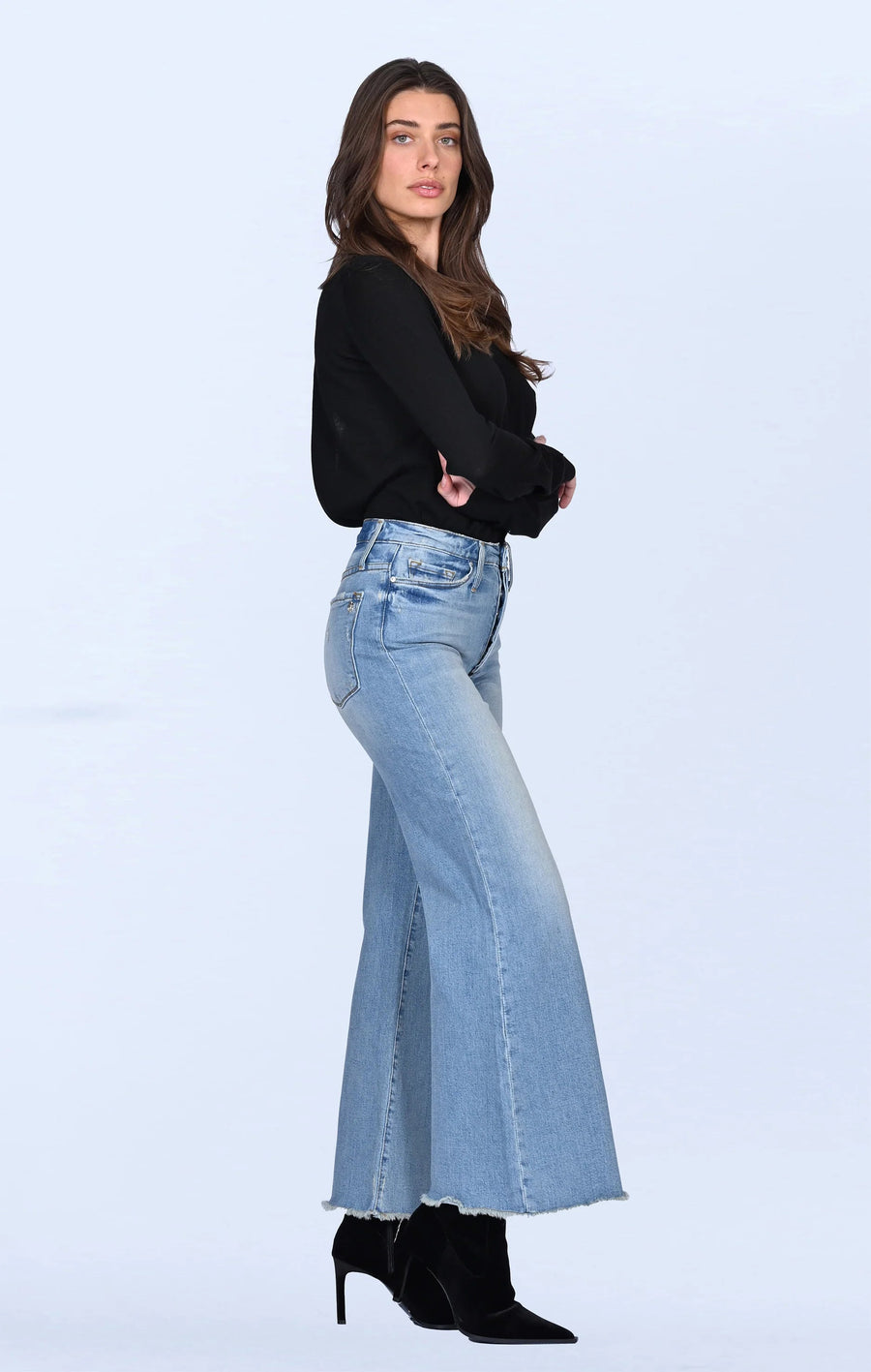 Jill High Waist Wide Leg Denim in Go Your Own Way Denim Black Orchid 