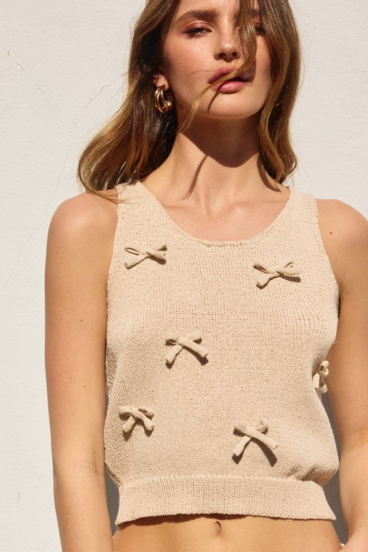 Baby Bow Knit Tank in Natural