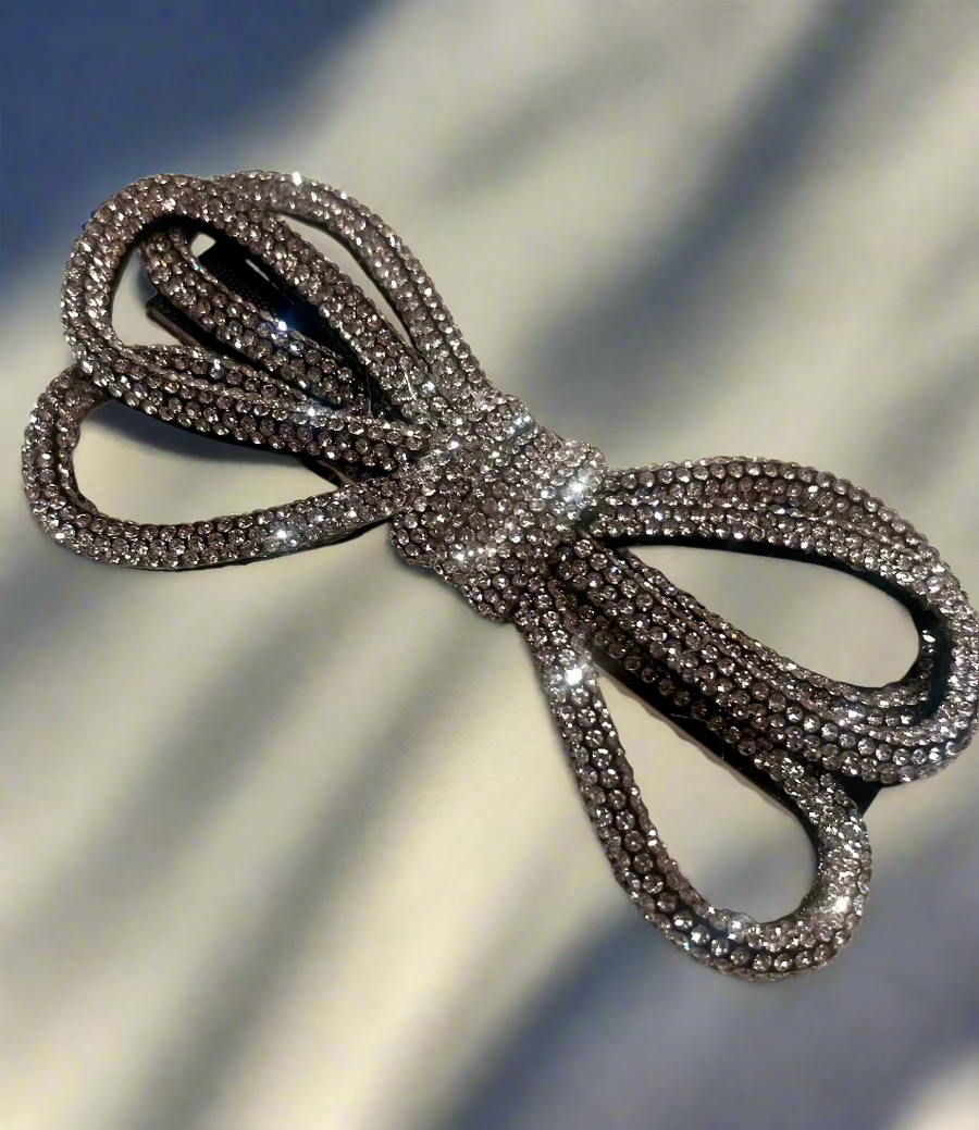 Rhinestone Bow Barrette