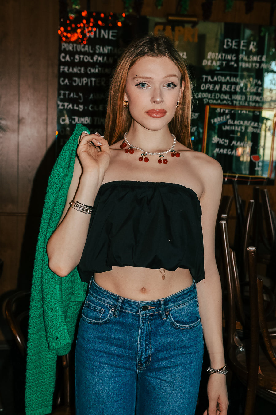 Faye Bubble Crop Poplin Tube Top