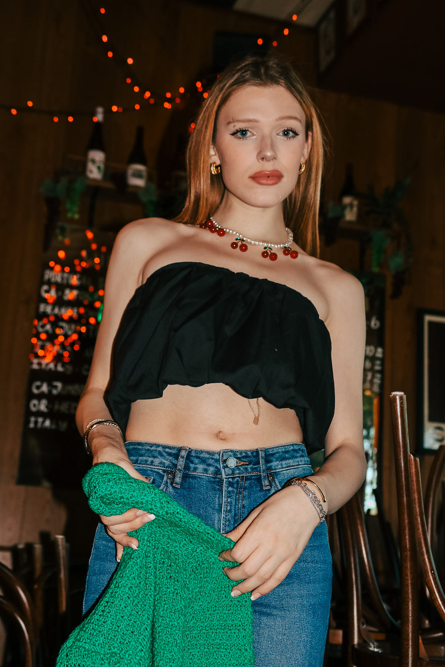 Faye Bubble Crop Poplin Tube Top