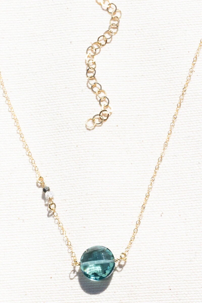 Aquamarine Macaron Necklace jewelry Native Gem 