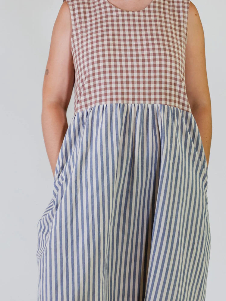 Gingham Stripe Lilah Dress Mata Traders 