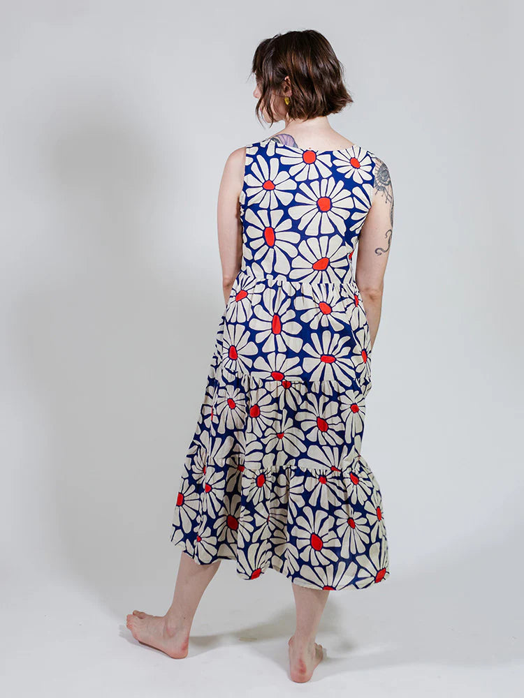 Navy Floral Thais Tiered Dress Mata Traders 