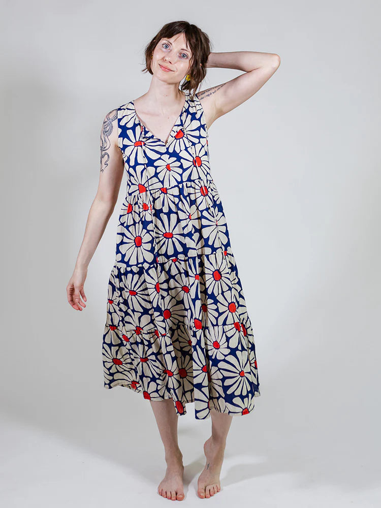 Navy Floral Thais Tiered Dress Mata Traders 