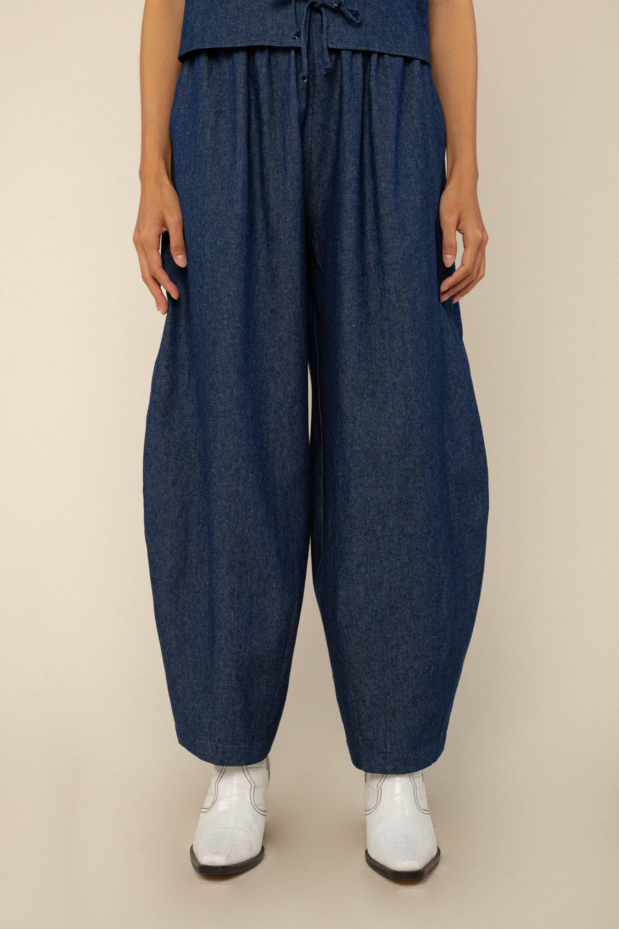 Denim Lantern Pants in Dark Wash