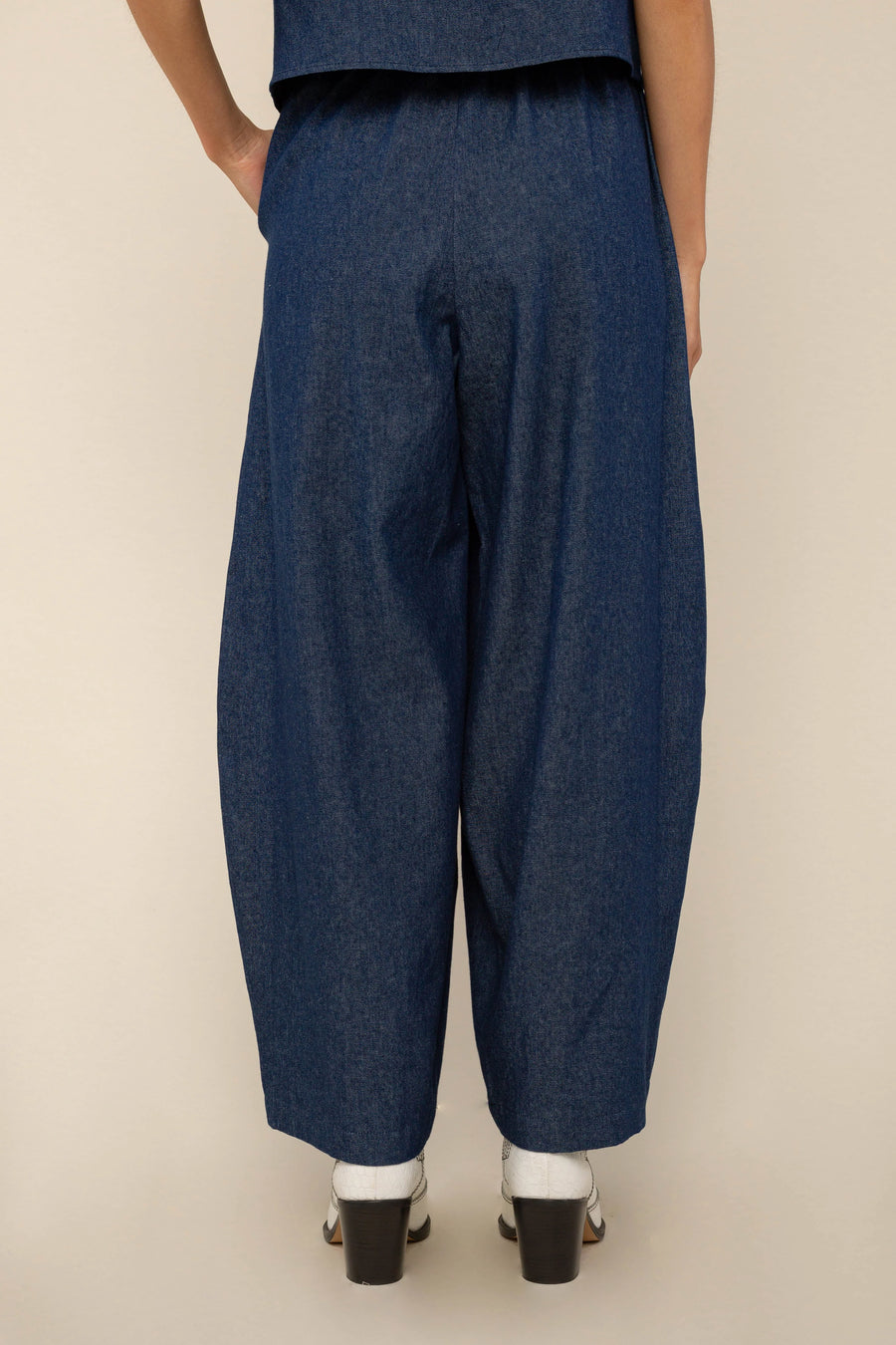 Denim Lantern Pants in Dark Wash