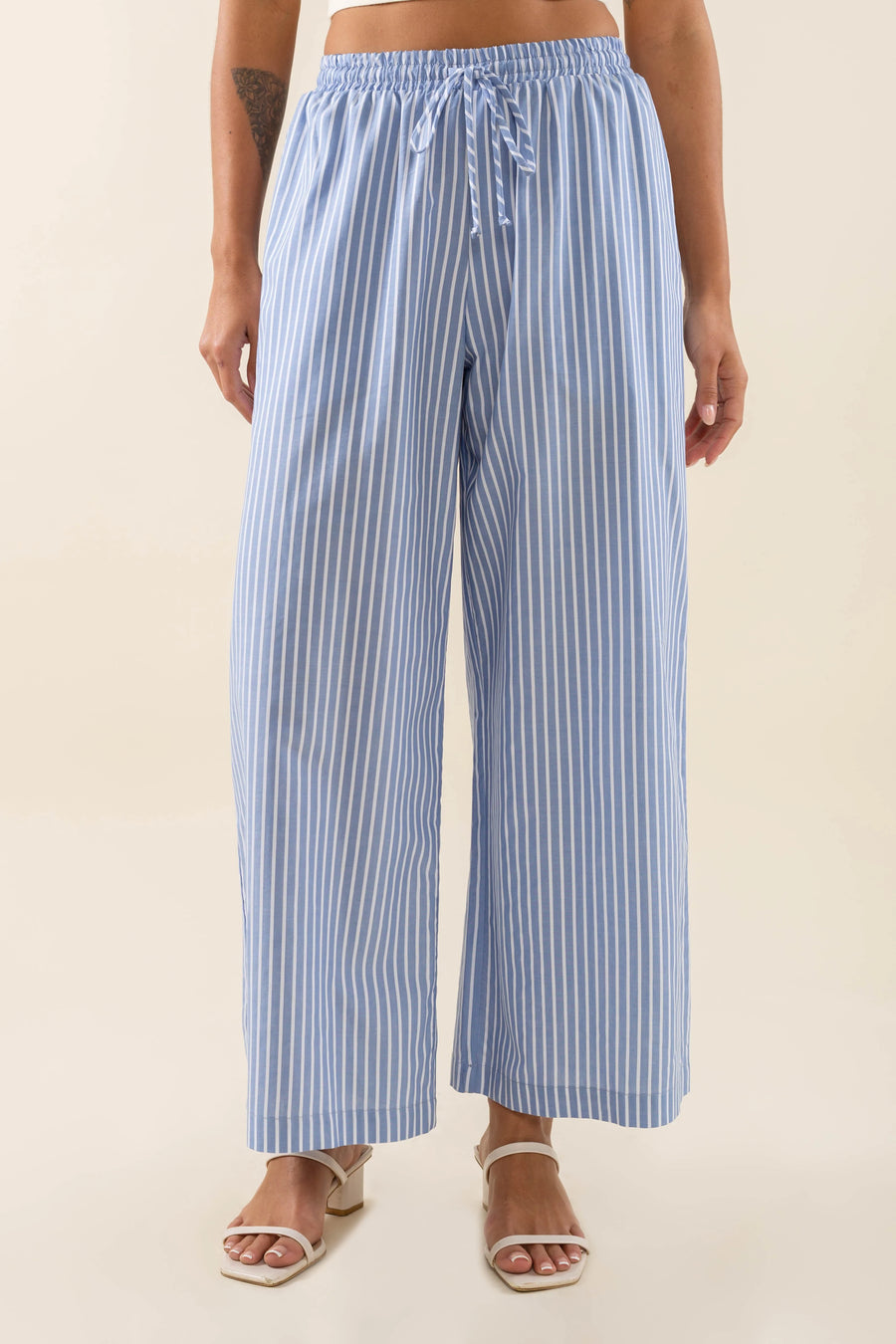 Savannah Striped Culotte Pant in Sky