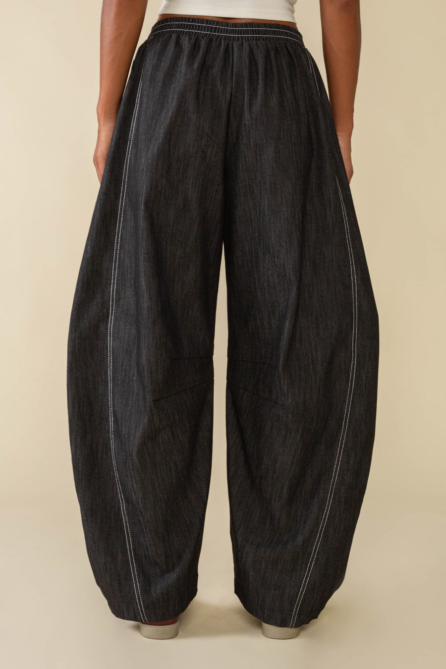 Hudson Black Cotton Barrel Pant