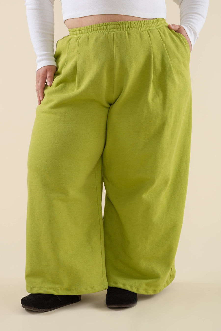 Double Pleat Wide Leg Sweatpants