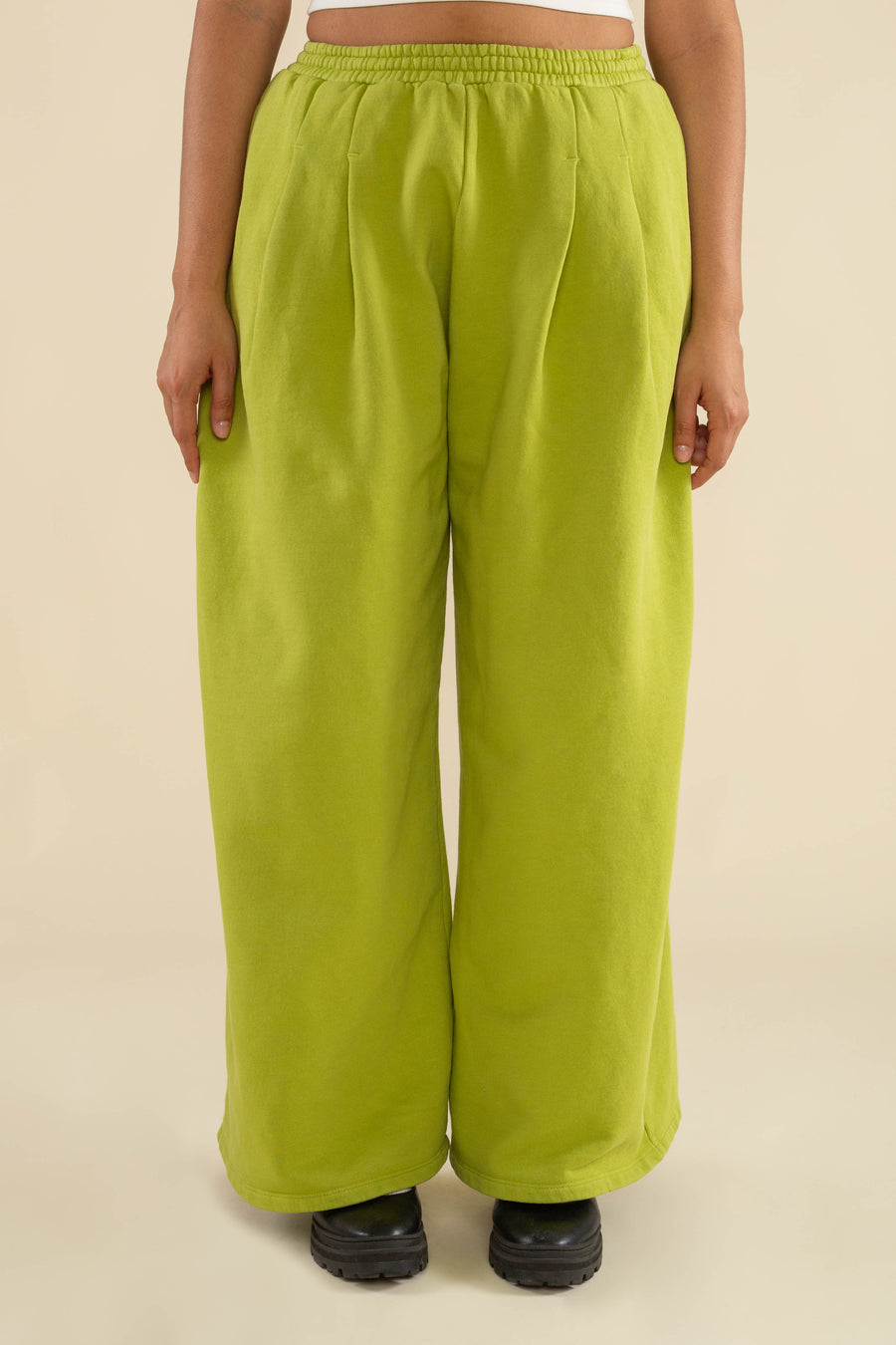 Double Pleat Wide Leg Sweatpants