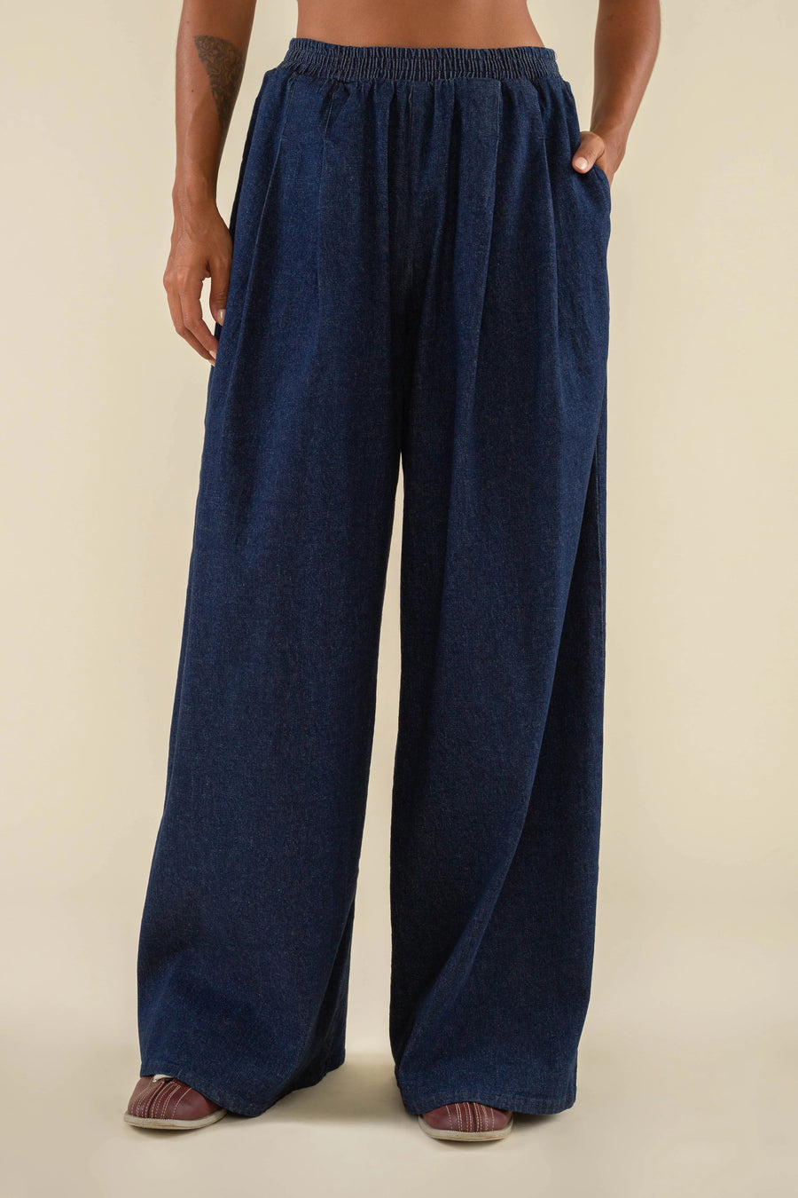 Beaudry Pleated Wide Leg Denim pant No Less Than 