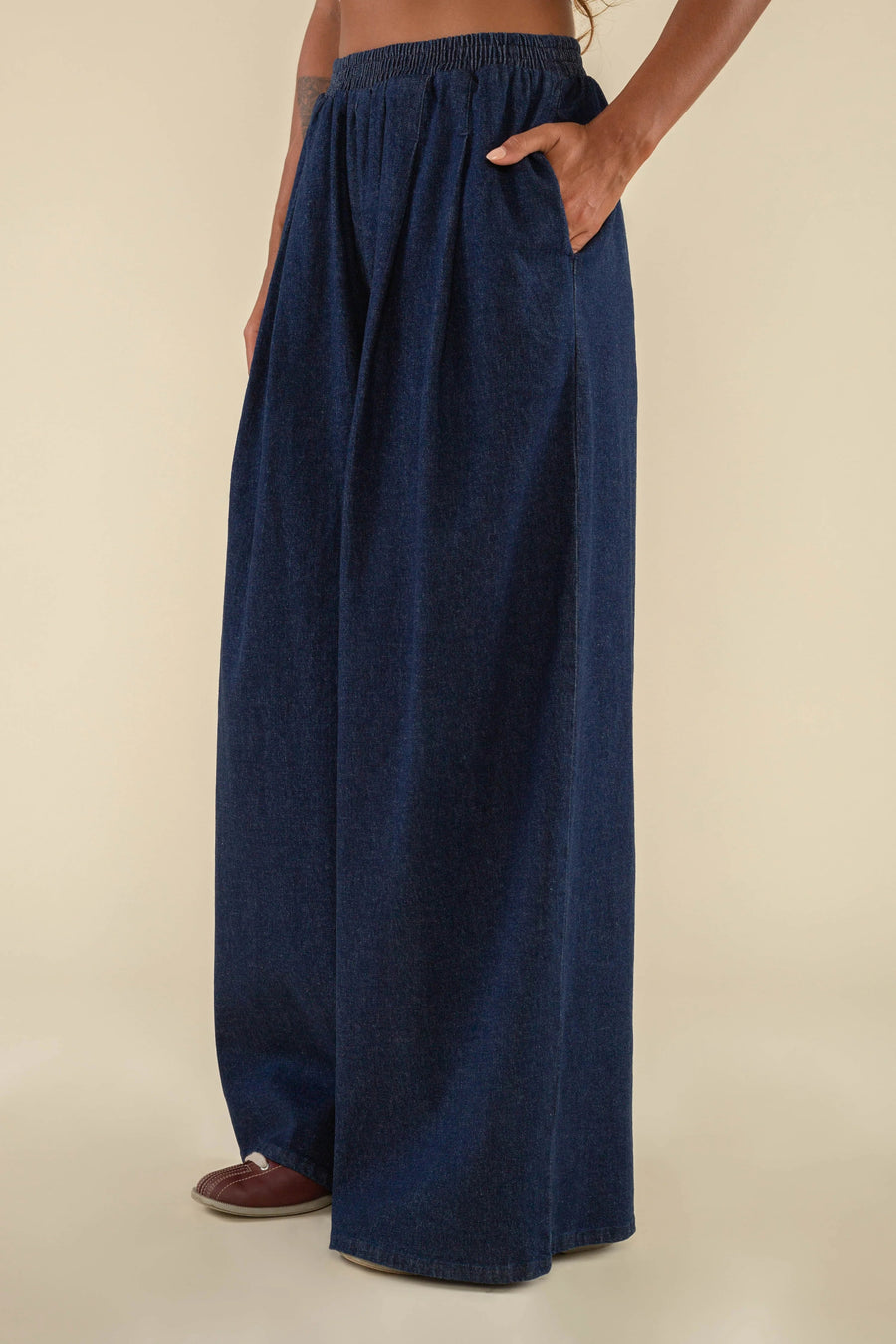 Beaudry Pleated Wide Leg Denim pant No Less Than 