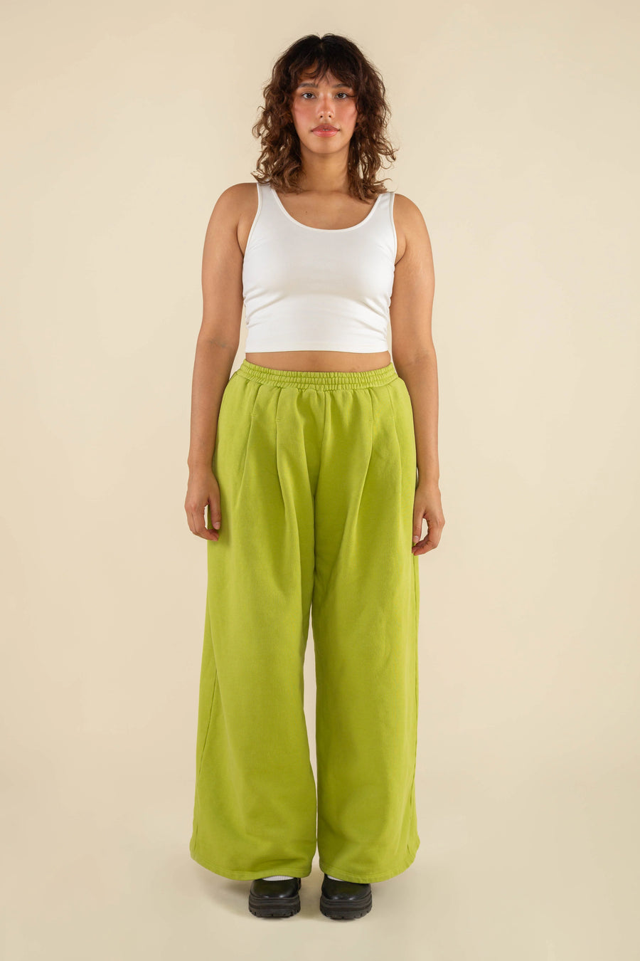 Double Pleat Wide Leg Sweatpants