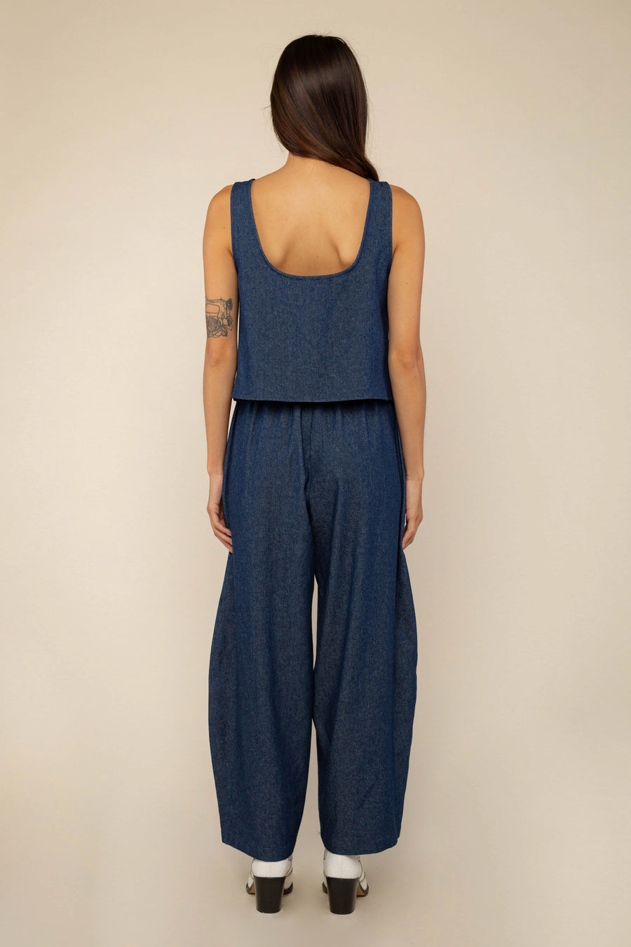 Denim Lantern Pants in Dark Wash