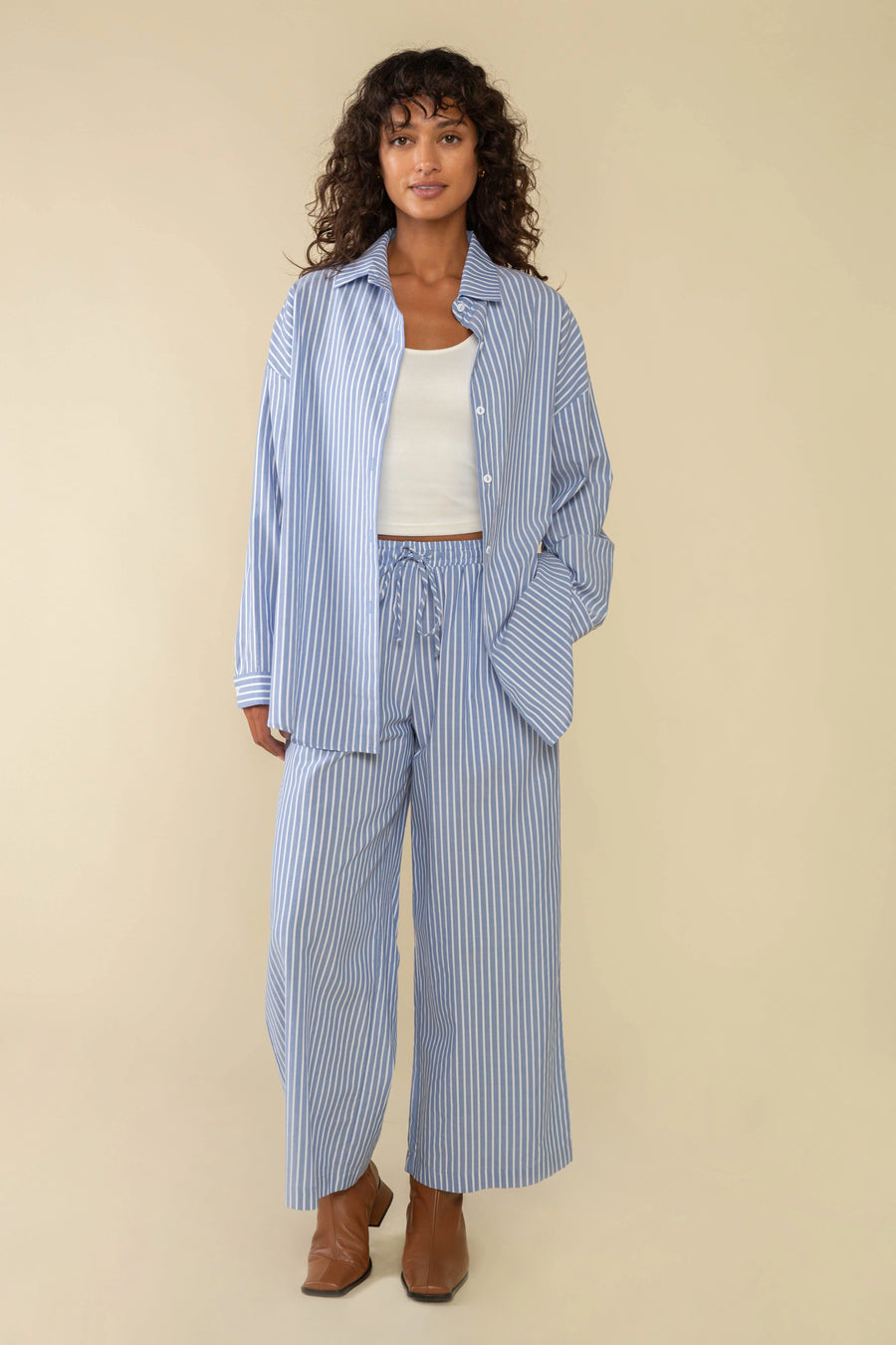 Savannah Striped Culotte Pant in Sky