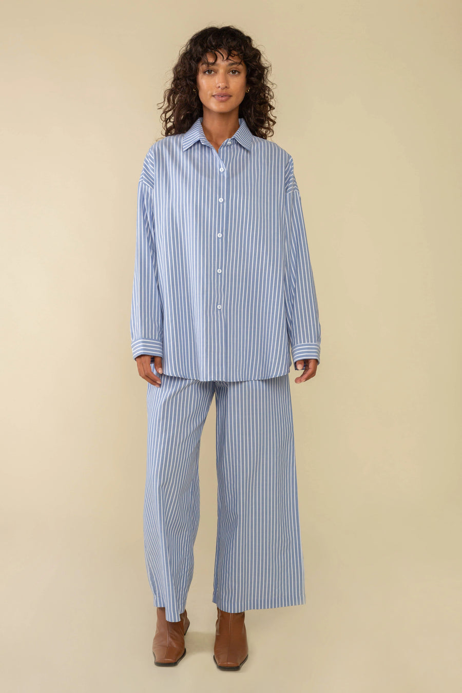 Savannah Striped Culotte Pant in Sky