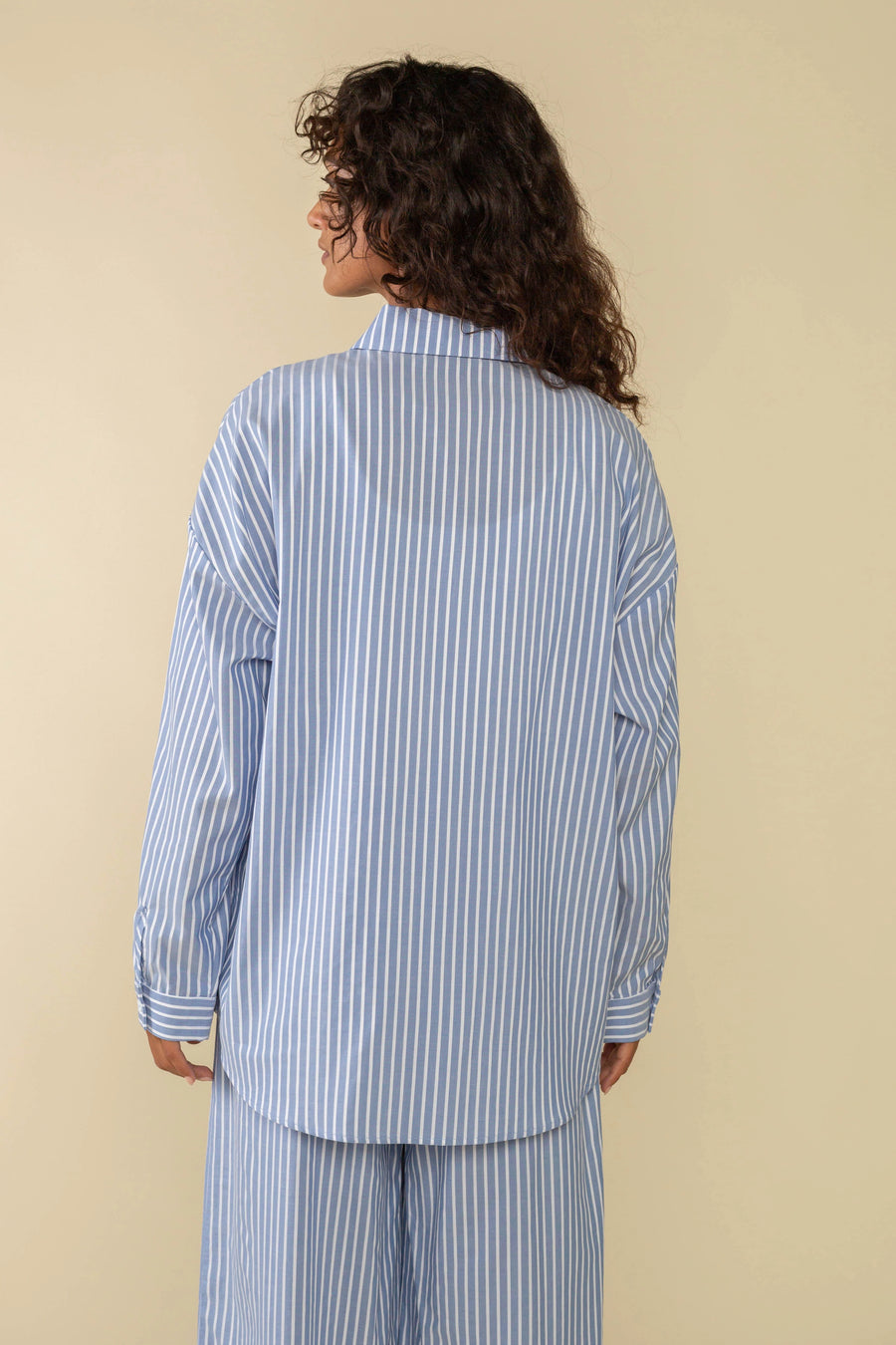 Delano Striped Oversized Button Down in Sky