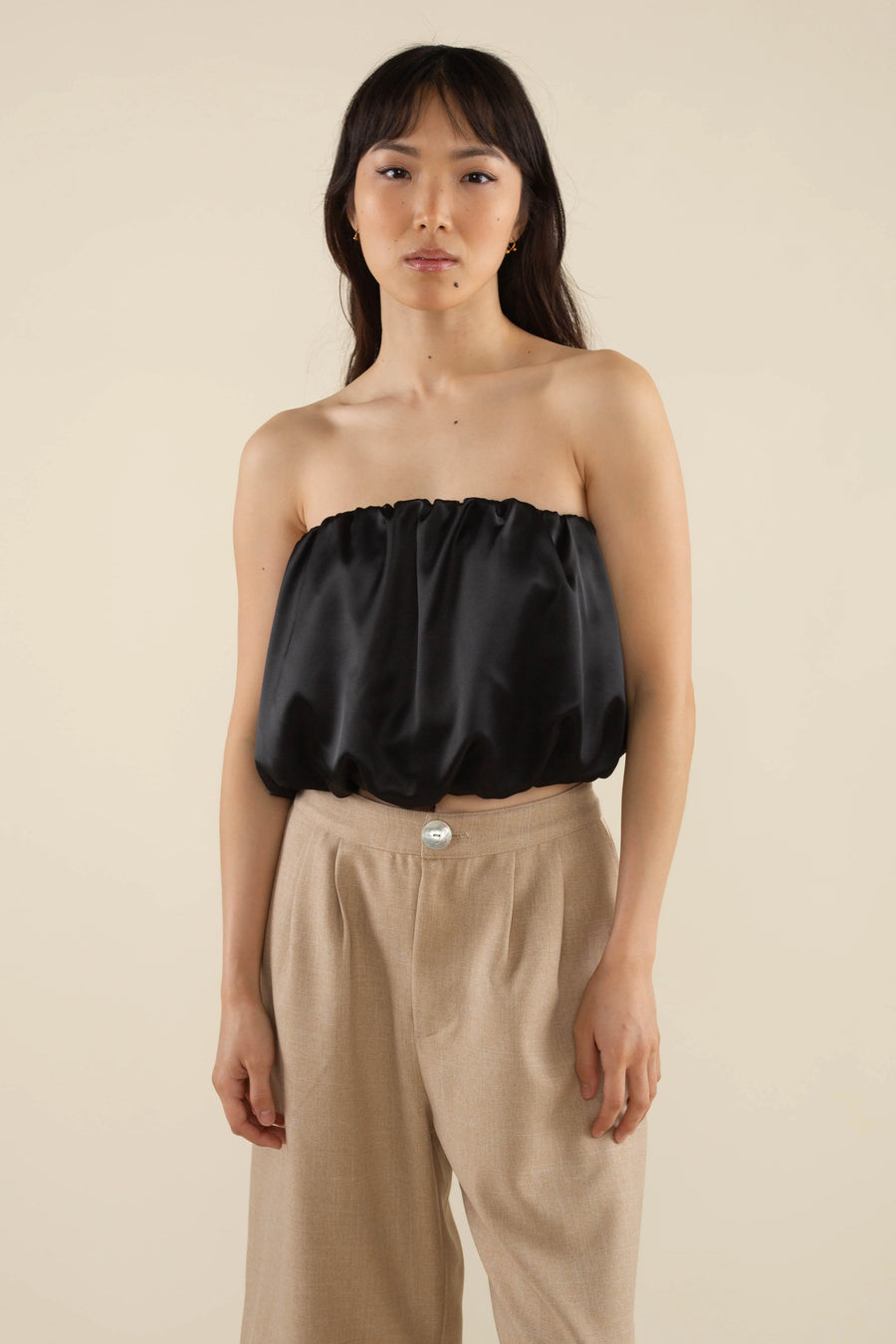 Faye Bubble Crop Poplin Tube Top