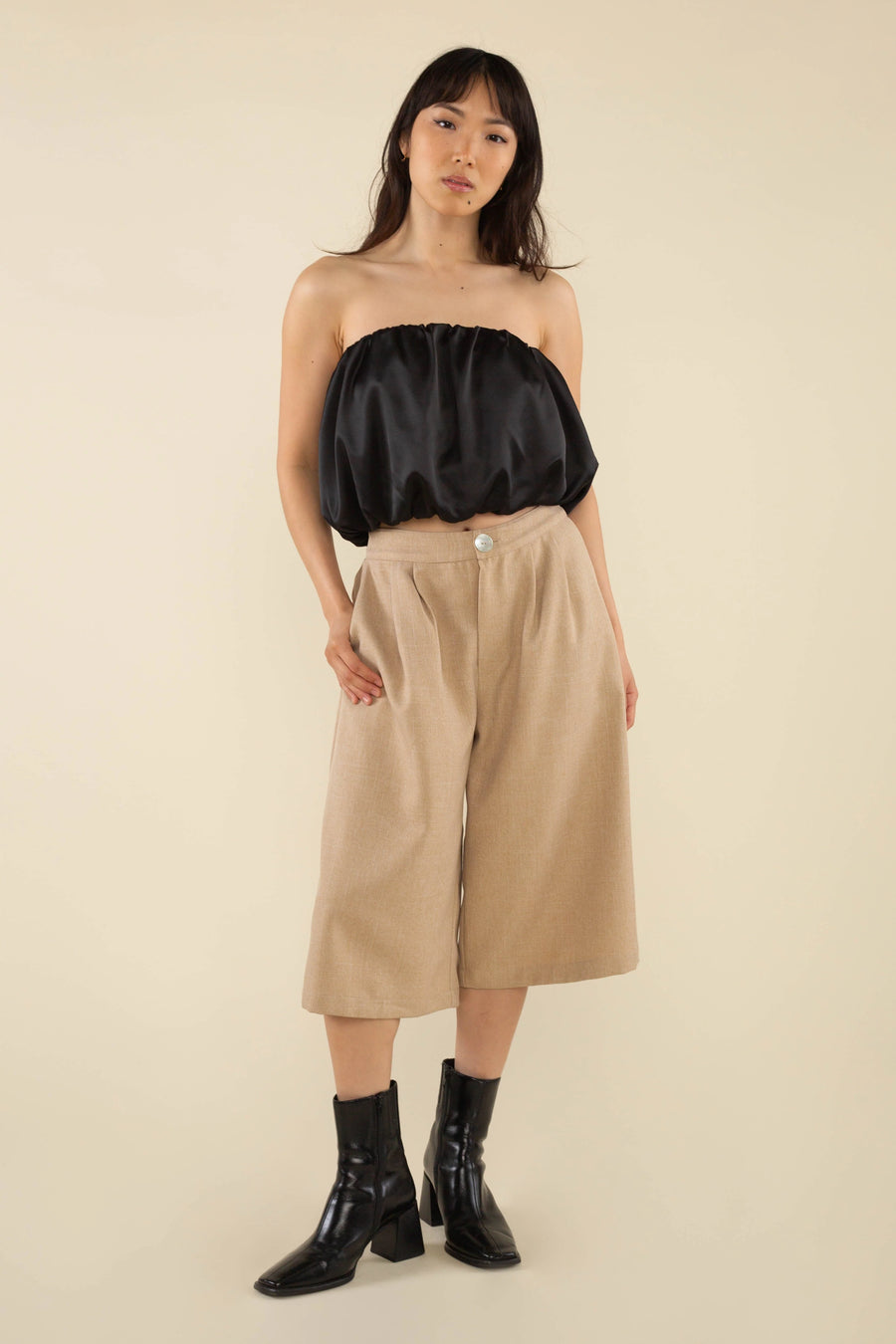 Faye Bubble Crop Poplin Tube Top