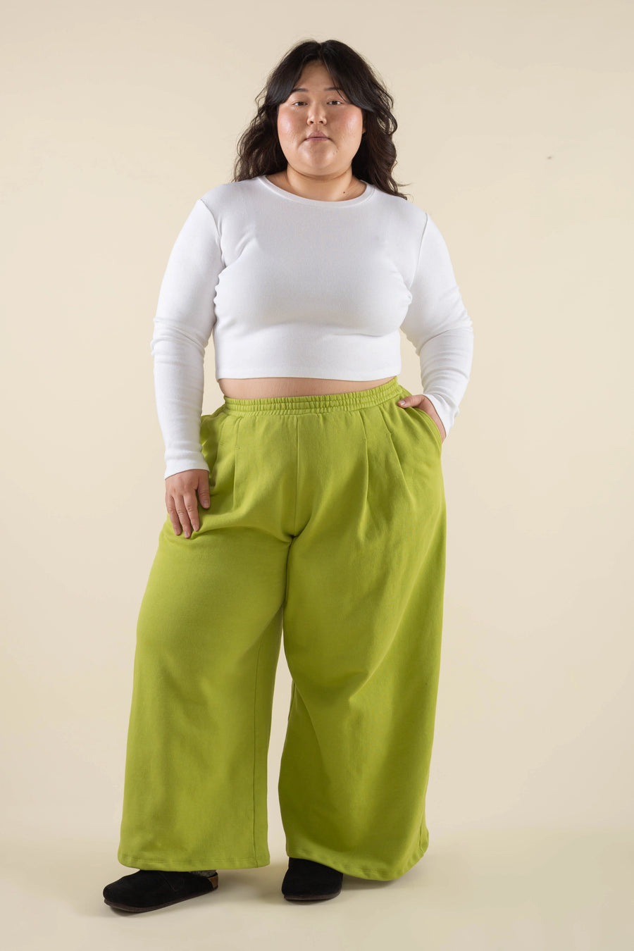 Double Pleat Wide Leg Sweatpants