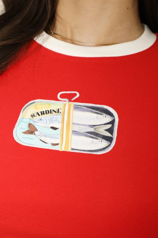 Sardine Can Baby Tee in Red