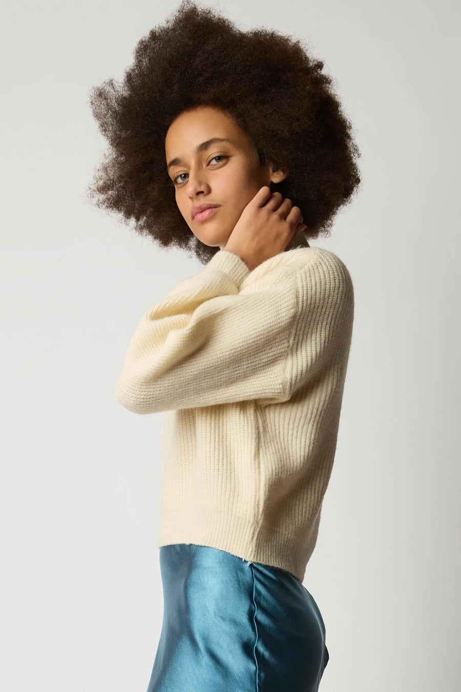 Le Crop Knit Sweater in Cream