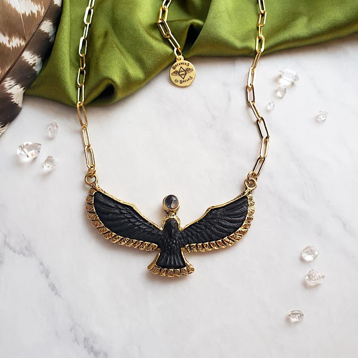 Soaring Spirit Bird Necklace in Black