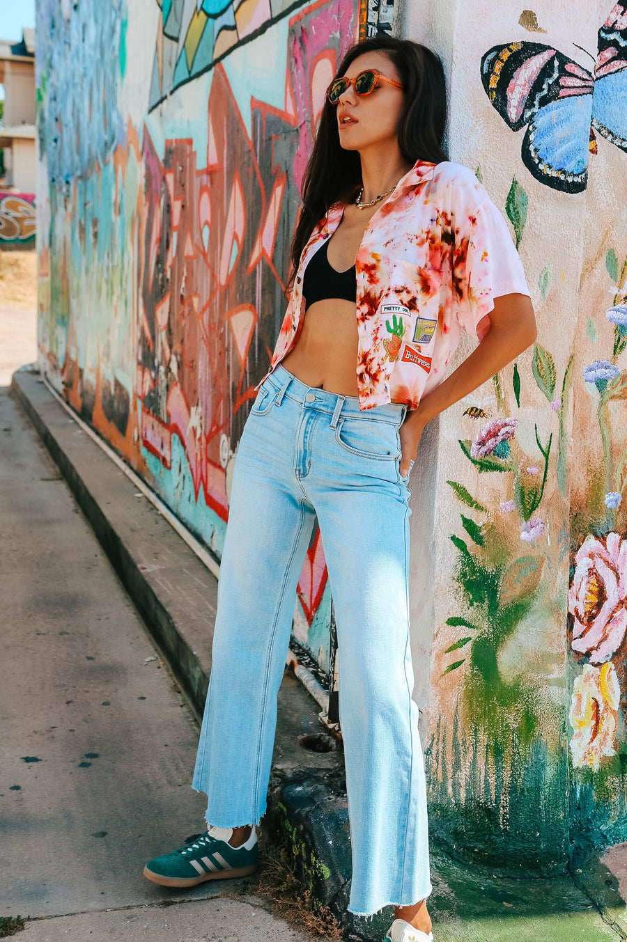 Hand Dyed & Patched Boxy Button Down dress Haley Solar 