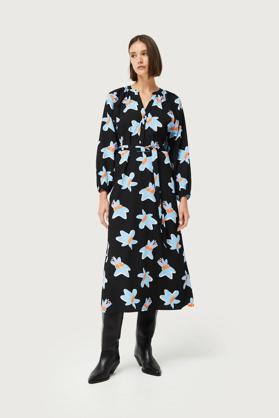 Abstract Floral Knit Abstract Floral Midi Dress apparel Compania Fantastica 