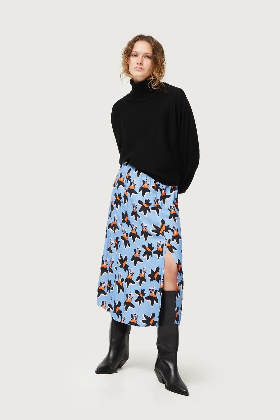 Abstract Floral Knit abstract Floral Midi Skirt apparel Compania Fantastica 