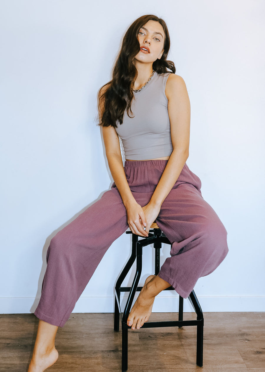 Linen Lantern Pant in Lilac