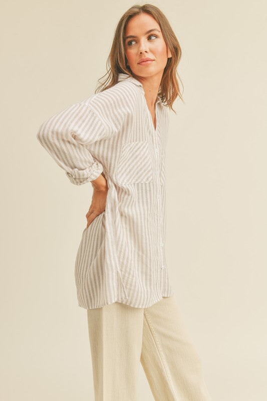 Pinstripe Button Down Top Miou Muse 