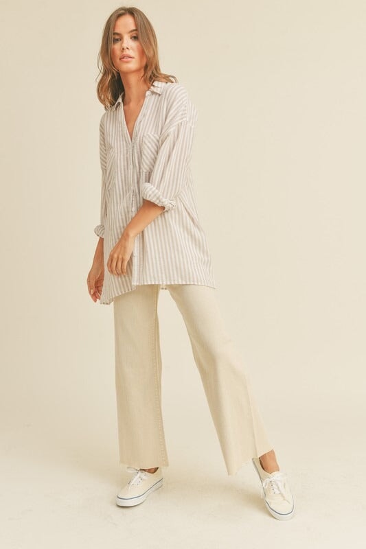 Pinstripe Button Down Top Miou Muse 