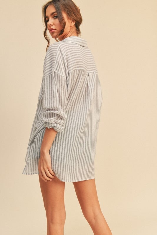 Pinstripe Button Down Top Miou Muse 