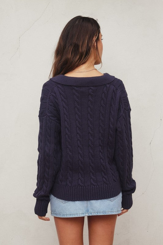 Navy Cable Knit Pullover